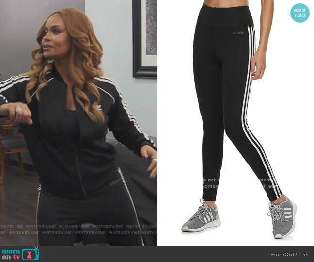 Adidas Designed to Move 3-Stripe High-Waisted Leggings worn by Gizelle Bryant on The Real Housewives of Potomac
