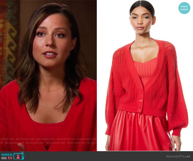Alice + Olivia Winsor Deep-V Slouchy Cardigan worn by Katie Thurston on The Bachelorette