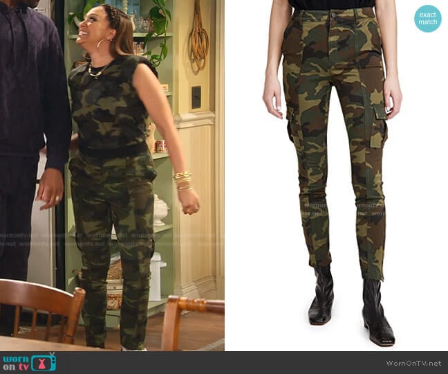 Alice + Olivia Keith Slim Fit Cargo Pants worn by Cocoa McKellan (Tia Mowry-Hardrict) on Family Reunion