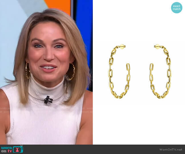 Accessory Concierge Anchor Chain Hoops worn by Amy Robach on Good Morning America