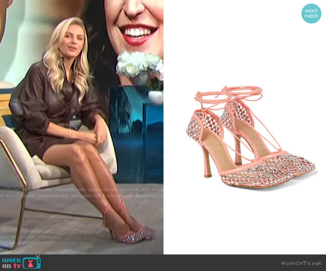 Bottega Veneta The Sparkle Stretch Leather Sandals worn by Morgan Stewart on E! News