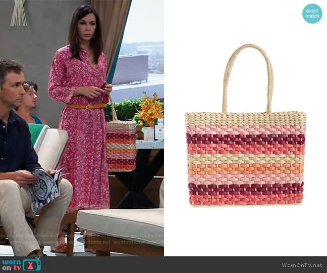 BTB Los Angeles Sandy Beach Woven Tote worn by Anna Devane (Finola Hughes) on General Hospital