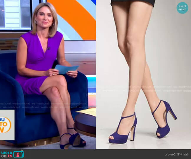 L.K. Bennett Baileigh Ultra Violet Suede Sandals worn by Amy Robach on Good Morning America