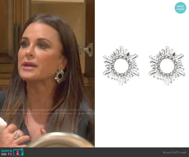 Amina Muaddi Begum Crystal Earrings worn by Kyle Richards on The Real Housewives of Beverly Hills