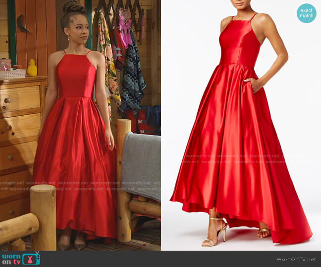 Betsy & Adam Halter Ballgown Dress worn by Ava (Shelby Simmons) on Bunkd