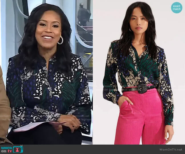 Veronica Beard Buckley Top worn by Sheinelle Jones on Today