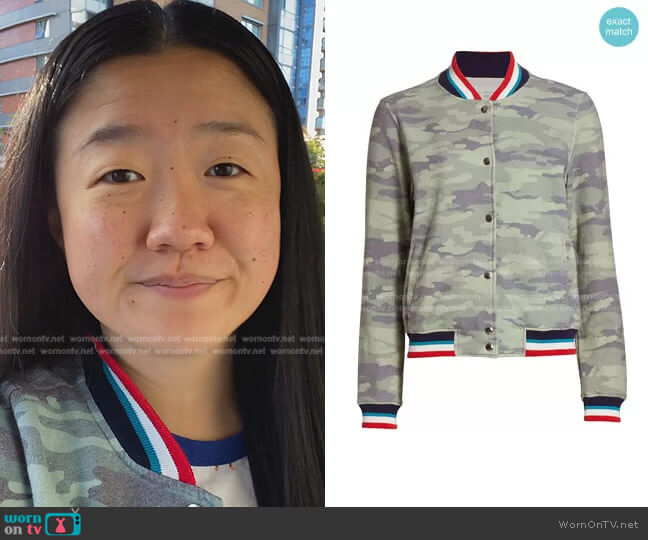 Sol Angeles Camo Print Bomber Jacket worn by Alice Kwan (Sherry Cola) on Good Trouble