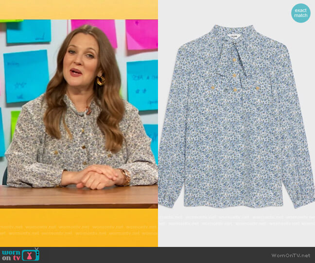 Celine Lavalliere Blouse in crepe de chine worn by Drew Barrymore on The Drew Barrymore Show