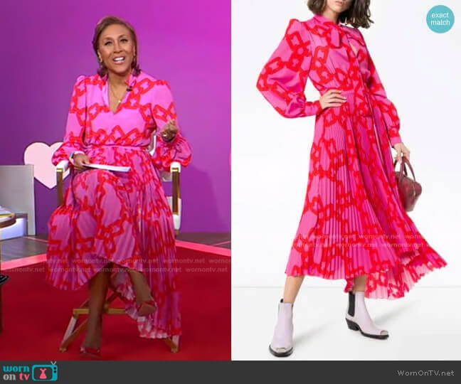 MSGM Chain Print Pleated Midi Dress worn by Robin Roberts on Good Morning America