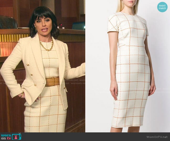 Victoria Beckham Checked Midi Dress worn by Kathleen Gale (Constance Zimmer) on Good Trouble