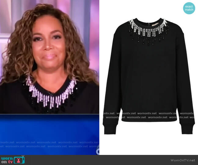 Christopher Kane Embellished cotton sweatshirt worn by Sunny Hostin on The View