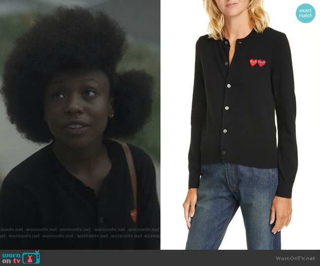 Comme Des Gargons Play Wool Cardigan worn by Jemma St. John (Judae'a) on The Chi