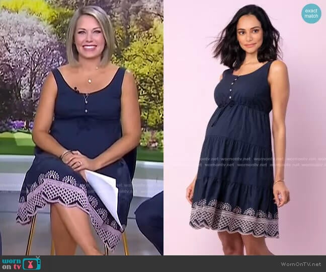 Seraphine Maternity Cotton Embroidered Maternity Sundress worn by Dylan Dreyer on Today