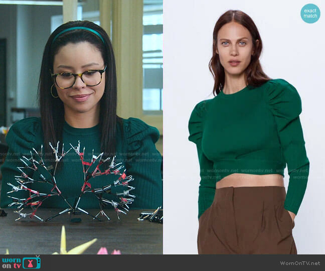 Zara Cropped Ribbed Sweater worn by Mariana Foster (Cierra Ramirez) on Good Trouble