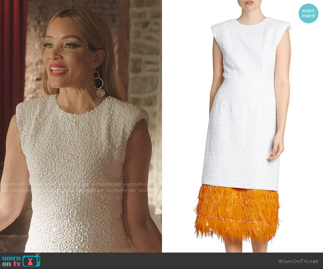 Dries Van Noten Beaded Feather-Hem Cocktail Dress worn by Dominique Deveraux (Michael Michele) on Dynasty