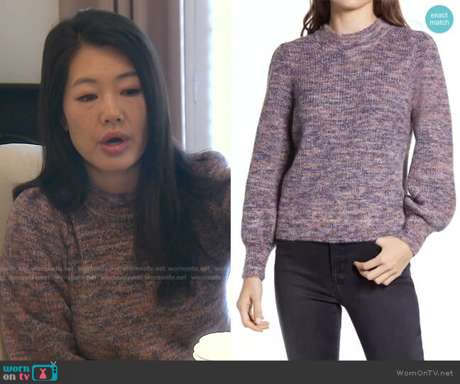 Madewell Eaton Space Dye Puff Sleeve Sweater worn by Crystal Kung Minkoff on The Real Housewives of Beverly Hills