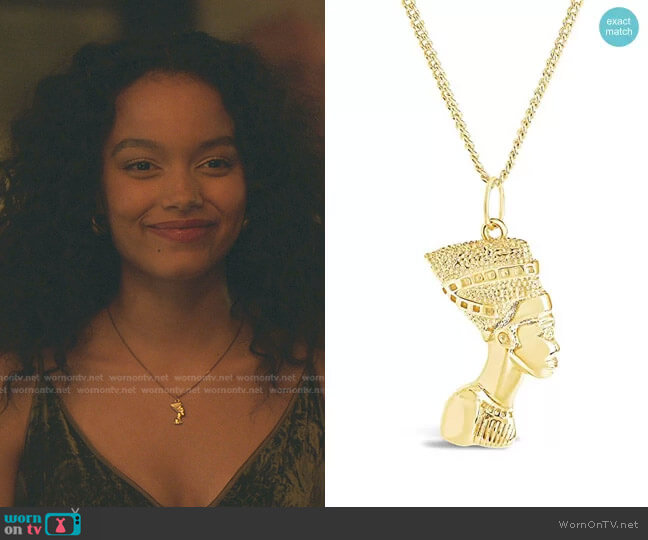 Sterling Forever Egyptian Pharaoh Bust Necklace worn by Zoya Lott (Whitney Peak) on Gossip Girl
