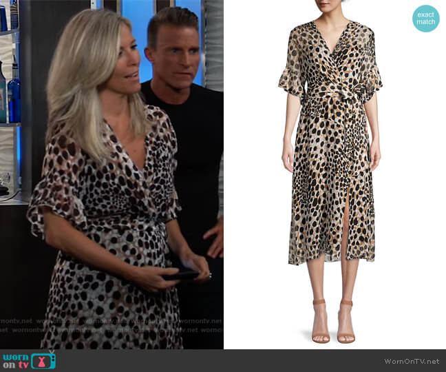 Elie Tahari Ava Cheetah-Print Silk Dress worn by Carly Spencer (Laura Wright) on General Hospital