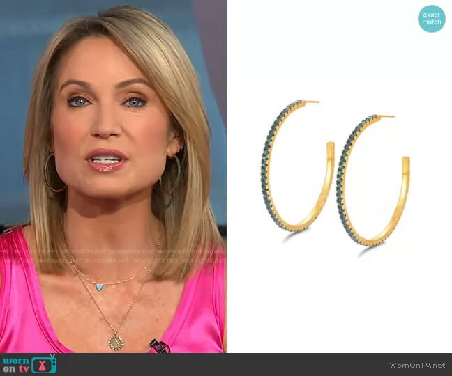Accessory Concierge Emerald CZ Hoops worn by Amy Robach on Good Morning America
