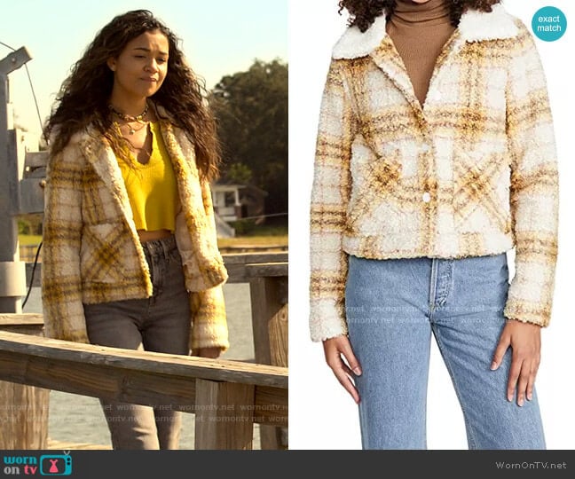 En Saison Plaid Jacket worn by Kiara Carrera (Madison Bailey) on Outer Banks