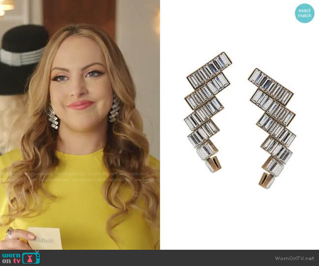 Balenciaga Evening Earrings worn by Fallon Carrington (Elizabeth Gillies) on Dynasty