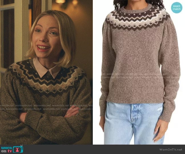 Frame Fair Isle Merino Wool & Cashmere Blend Sweater worn by Kate Keller (Tavi Gevinson) on Gossip Girl