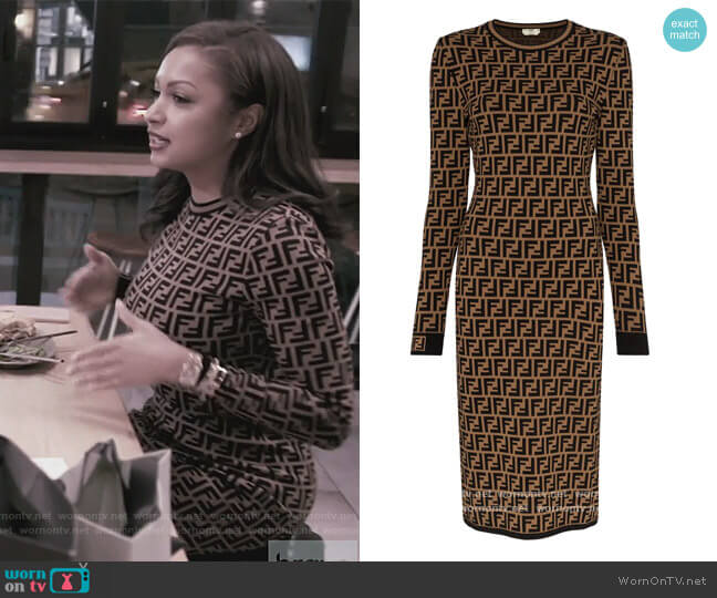 Fendi FF motif knitted dress worn by Ebony K. Williams on The Real Housewives of New York City