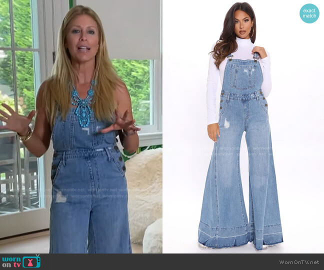 Fashion Nova Flare's Nothing To It Palazzo Denim Overalls worn by Jill Martin on Today