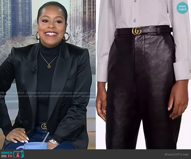 Gucci Reversible Logo-Plaque Belt worn by Sheinelle Jones on Today