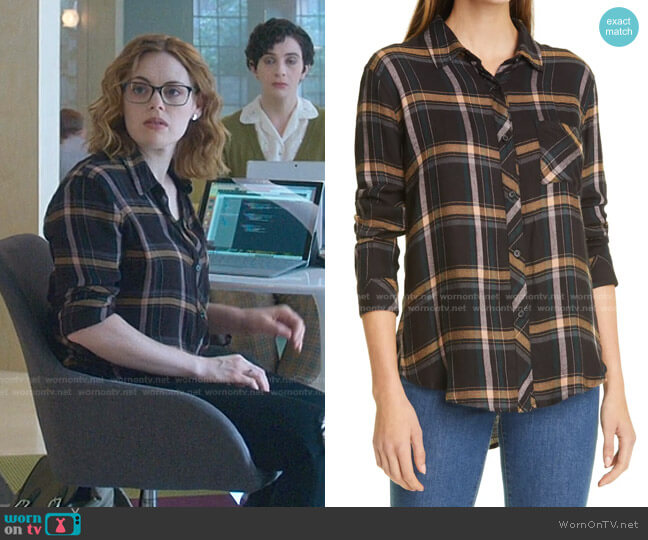 Rails Hunter Shirt in Midnight Teal / Mustard