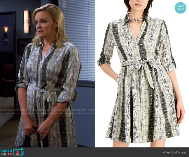 INC International Concepts Printed Belted Shirtdress worn by Belle Brady (Martha Madison) on Days of our Lives