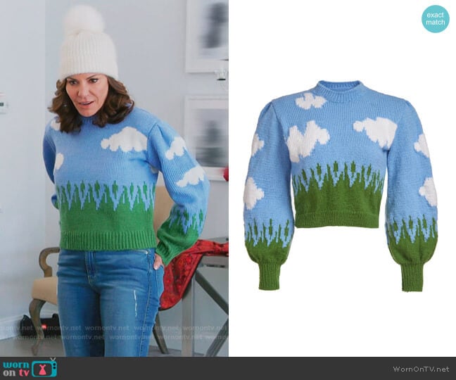 Liriki Matoshi Clouds Knit Sweater worn by Luann de Lesseps on The Real Housewives of New York City