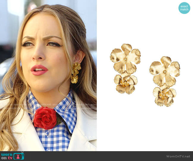 Jennifer Behr Collette Floral Drop Earrings worn by Fallon Carrington (Elizabeth Gillies) on Dynasty