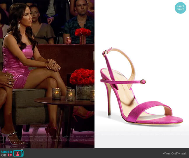 Jennifer Chamandi 105mm Metallic Goatskin Stiletto Sandals worn by Kaitlyn Bristowe on The Bachelorette