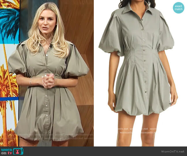 Jonathan Simkhai Cleo Balloon Skirt Poplin Shirtdress worn by Morgan Stewart on E! News