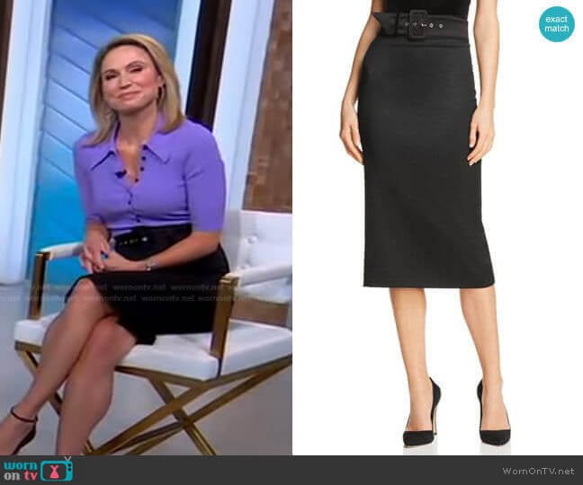Alice + Olivia Kerstin Belted Pencil Skirt worn by Amy Robach on Good Morning America