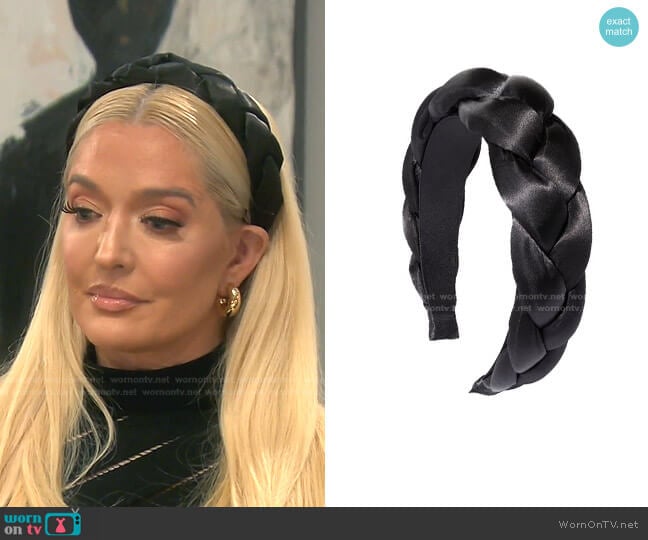 L. Erickson 5th Ave Braided Satin Headband worn by Erika Jayne on The Real Housewives of Beverly Hills