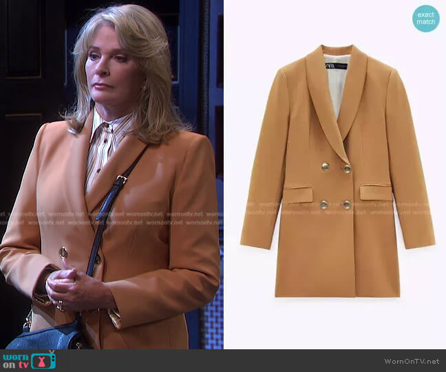 Zara Long Double Breasted Blazer worn by Marlena Evans (Deidre Hall) on Days of our Lives