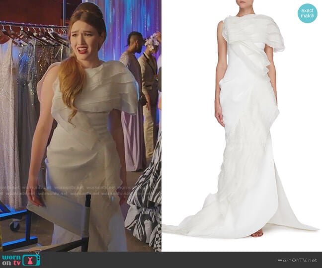 Maticevski Serene Tiered Silk-Blend Gown worn by Kirby Anders (Maddison Brown) on Dynasty