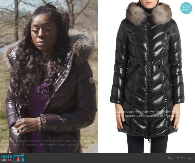 Moncler Fulmarus Quilted Down Puffer Coat worn by Wendy Osefo on The Real Housewives of Potomac