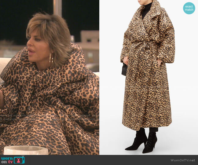 Norma Kamali Leopard Sleeping Bag Coat worn by Lisa Rinna on The Real Housewives of Beverly Hills