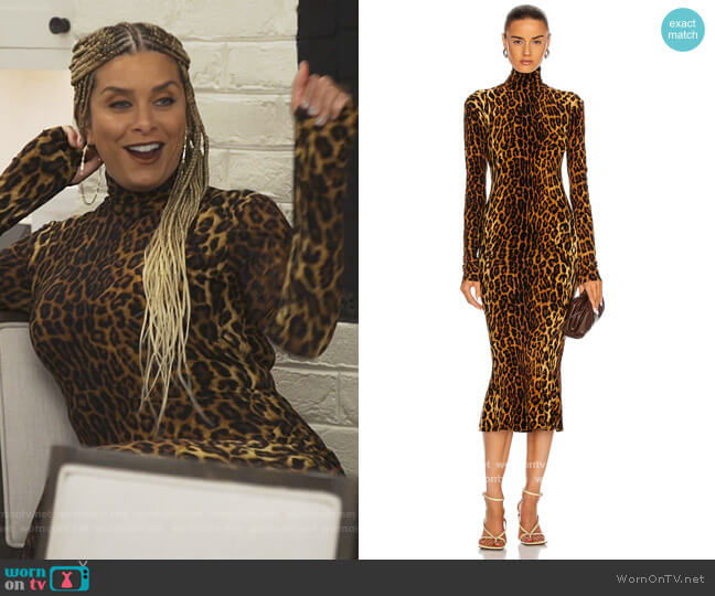 Norma Kamali Long Sleeve Turtleneck Fishtail Dress worn by Robyn Dixon on The Real Housewives of Potomac