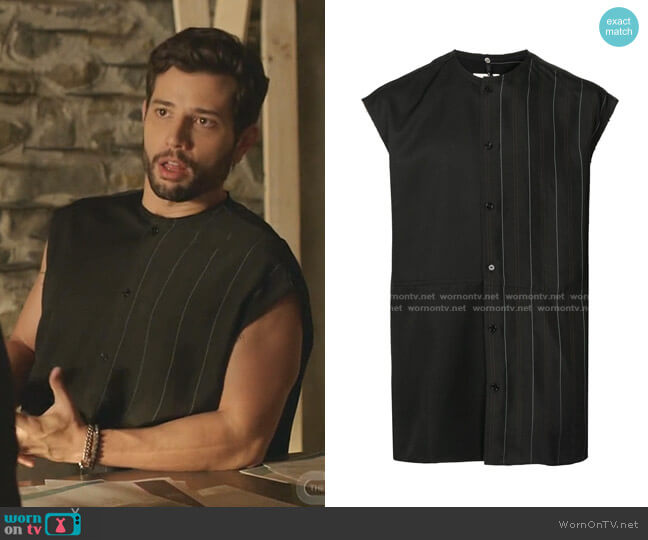 OAMC Striped Panel Shirt worn by Sam Flores (Rafael de la Fuente) on Dynasty