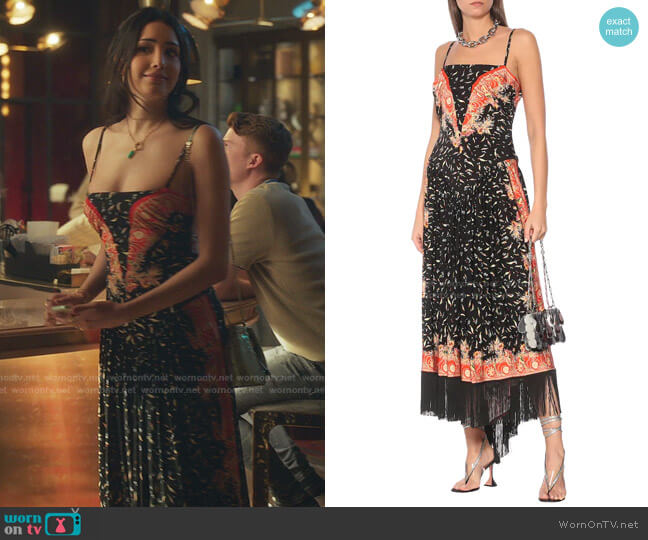 Paco Rabanne Fringed Stretch-Jersey Midi Dress worn by Luna La (Zión Moreno) on Gossip Girl