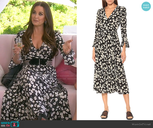 Ralph Lauren Floral crepe de chine Midi Dress worn by Kyle Richards on The Real Housewives of Beverly Hills