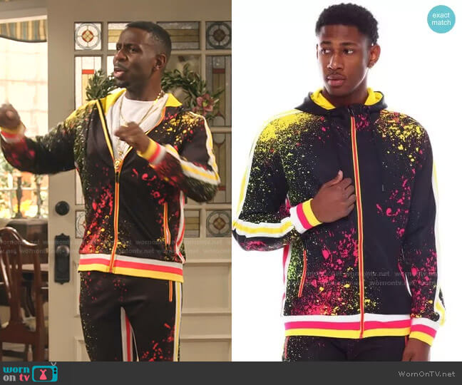 Buyers Picks Paint Splatter Hoodie worn by Daniel (Warren Burke) on Family Reunion