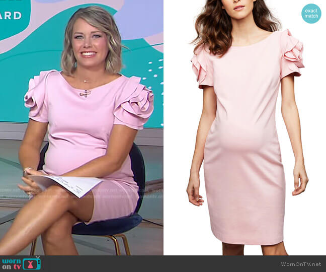 Pietro Brunelli Maternity Ruffled Shift Dress worn by Dylan Dreyer on Today