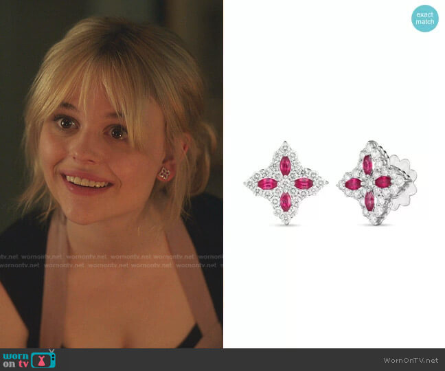 Roberto Coin Princess Flower Stud Earrings worn by Audrey Hope (Emily Alyn Lind) on Gossip Girl