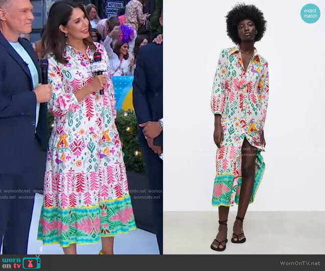 Zara Printed Shirtdress worn by Cecilia Vega on Good Morning America