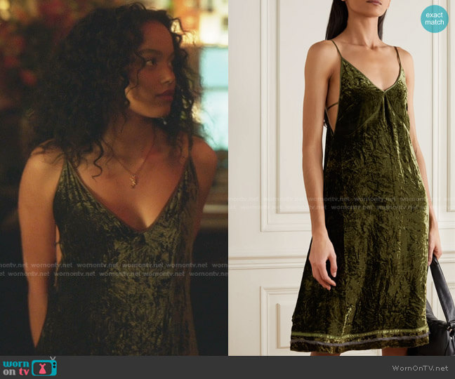R13 Tie-Detailed Silk-Trimmed Velvet Dress worn by Zoya Lott (Whitney Peak) on Gossip Girl